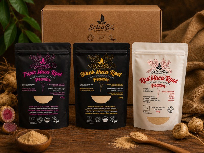 SelvaBio Organic Triple, Red and Black Maca Root